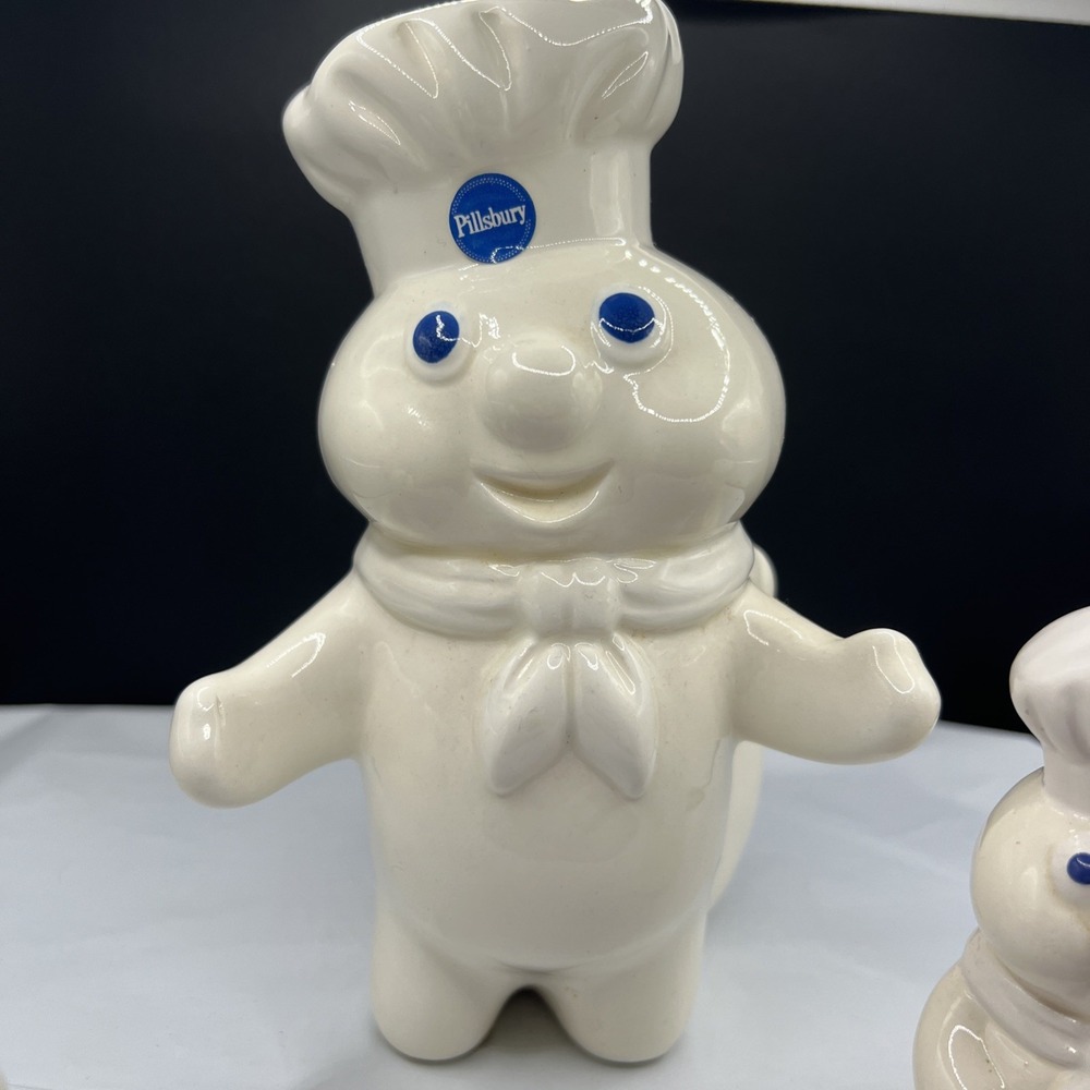 1988 3pc Lot Pillsbury Doughboy Ceramic Utensil Holder and Salt & Pepper Shakers - Picture 2 of 9